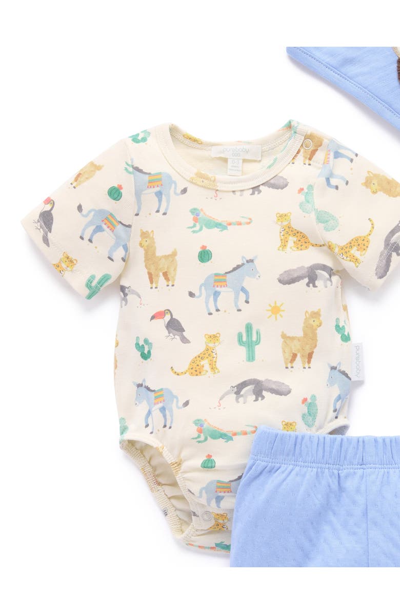 Purebaby 3 Piece Gift Set Boys, Alternate, color, Animal Fiesta Print