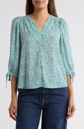 Renee C Dot V-Neck Long Sleeve Top