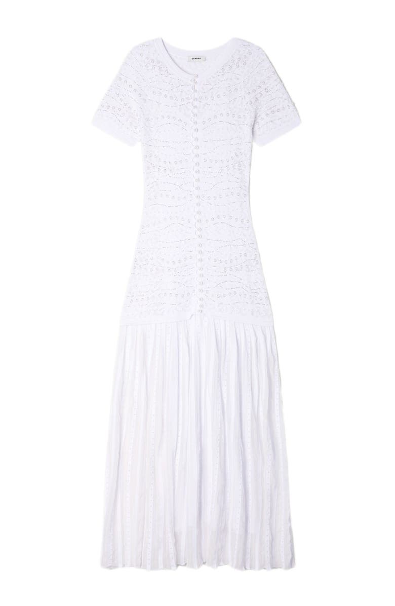 SANDRO Beaded knit maxi dress, Alternate, color, White