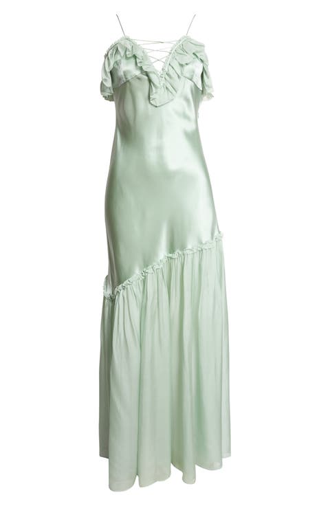 Elaria Ruffle Silk Gown