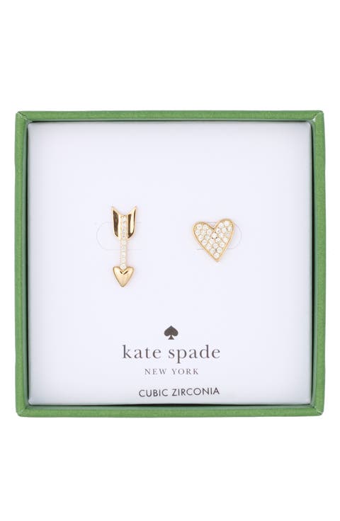 Cubic Zirconia Asymmetrical Heart Stud Earrings