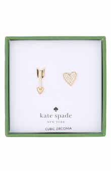 Cubic Zirconia Asymmetrical Heart Stud Earrings
