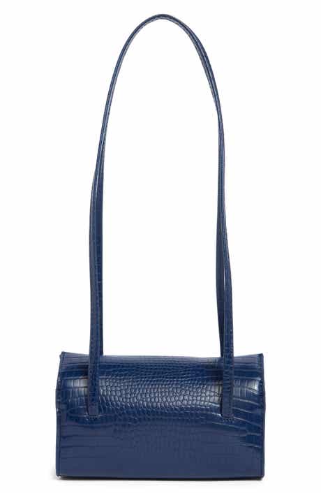 Mini Croc Embossed Faux Leather Barrel Bag