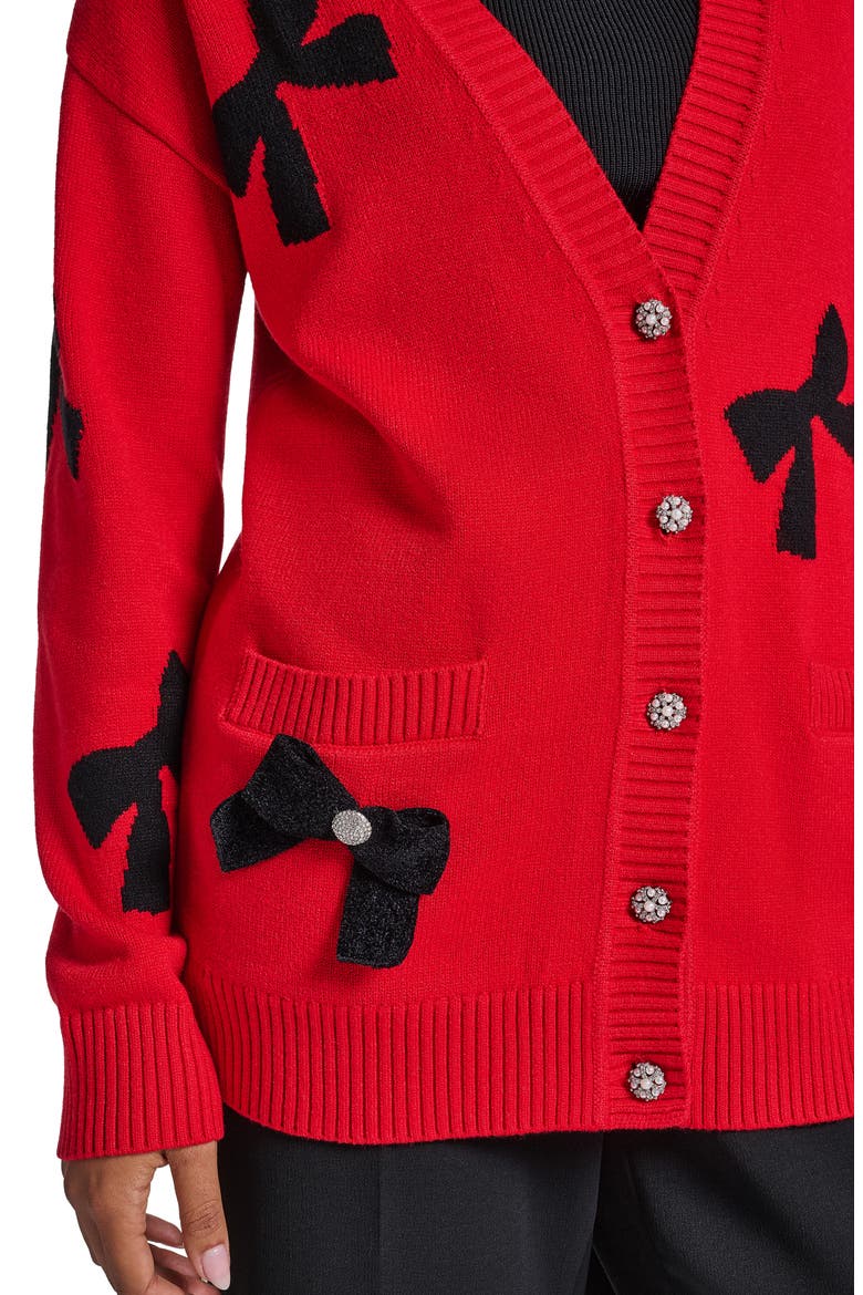 Bow Cardigan, Alternate, color, ADMIRAL RED/ BLACK