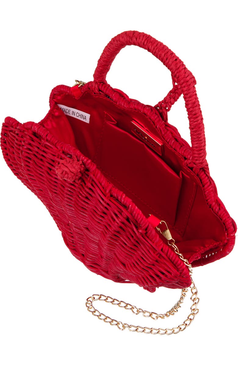 Nina Shelly Rattan Top Handle Bag, Alternate, color, Red