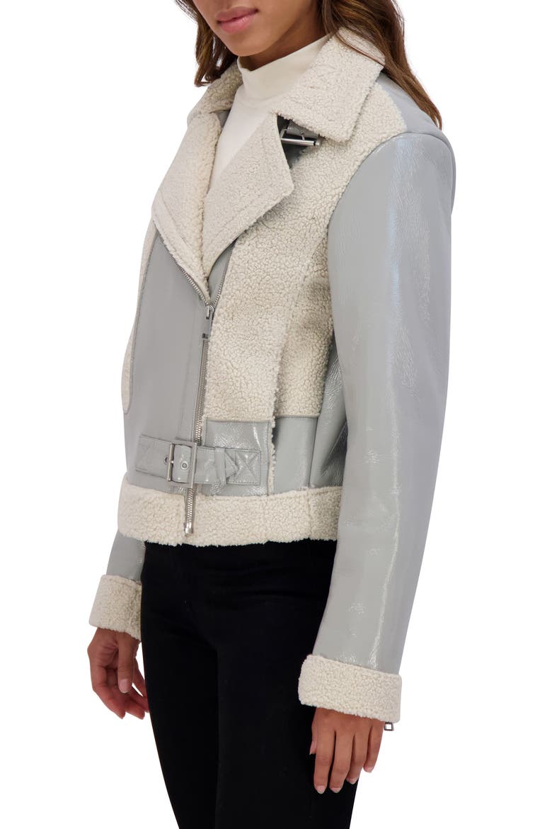 Udall Faux Shearling Moto Jacket, Alternate, color, CEMENT