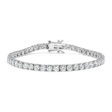14K White Gold 3.00 Cttw Lab Grown Round Diamond Classic Tennis Bracelet