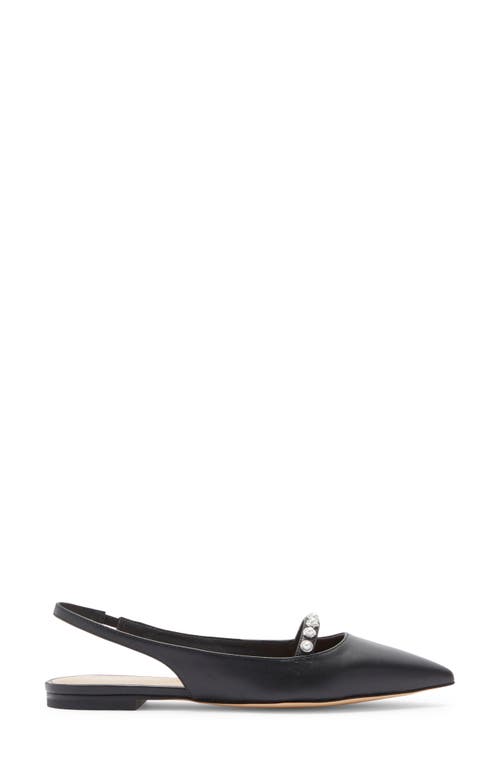 Stuart Weitzman Pearl Leather Slingback Flat In Black