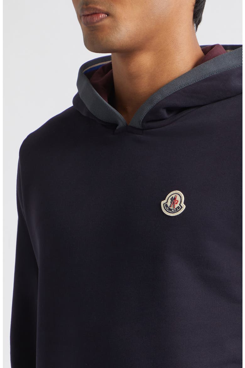 Logo Patch Brushed Cotton Hoodie, Alternate, color, NAVY BLUE