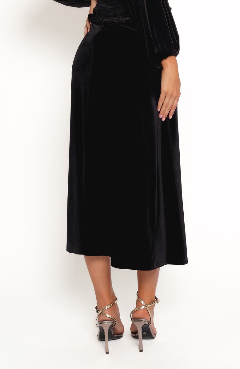 Petal & Pup Raelynn Velvet Midi Skirt, Alternate, color, Black