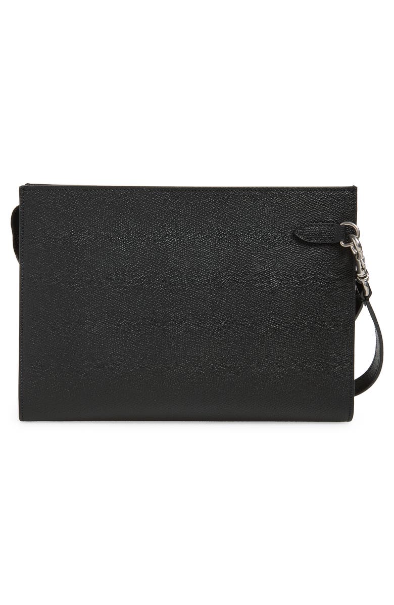 Valentino VLOGO Leather Zip Pouch, Alternate, color, Black