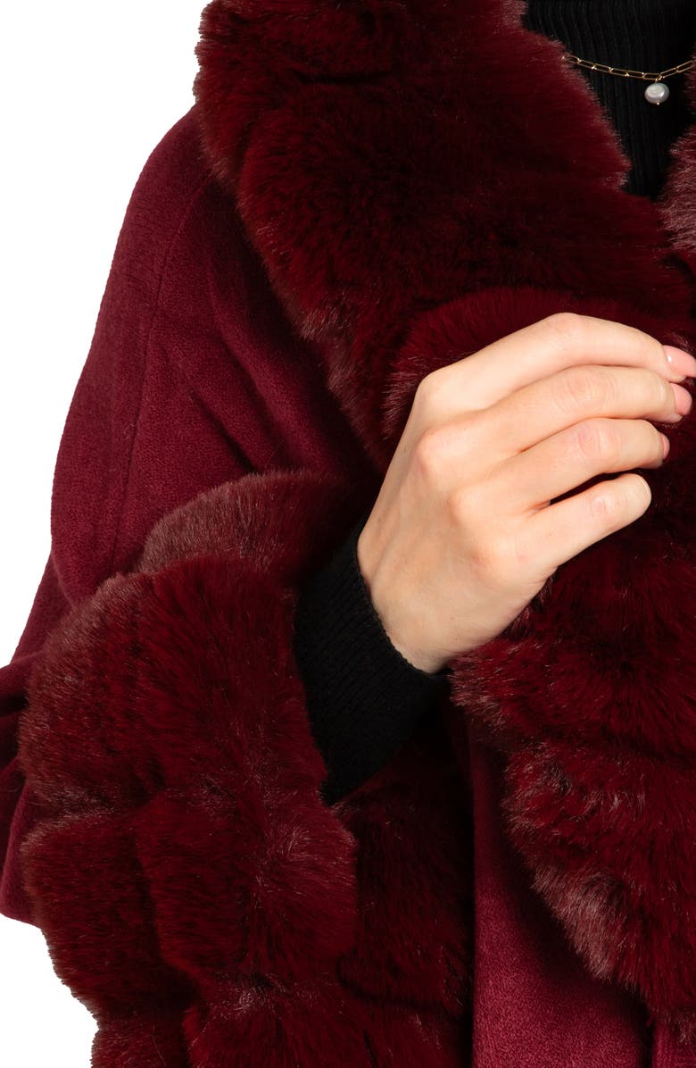 SAACHI Filippa Faux Fur Trim Cardigan, Alternate, color, Maroon