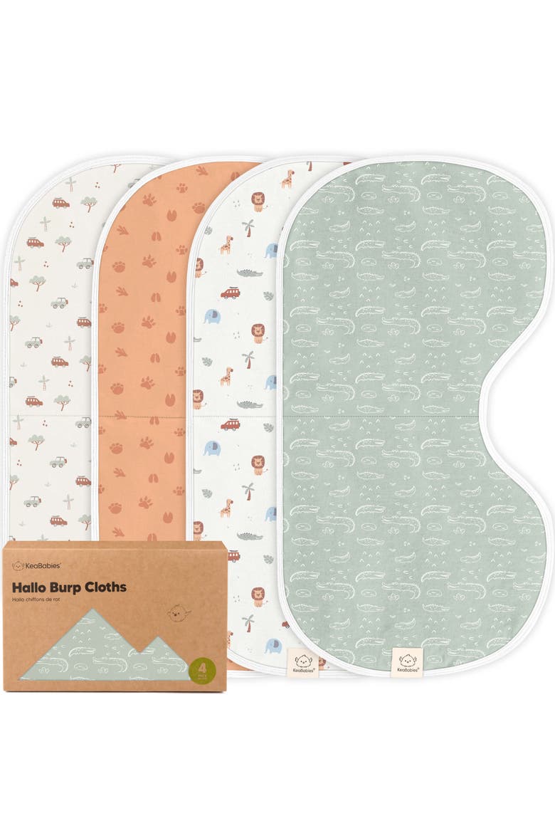 4-Pack Hallo Burp Cloths, Main, color, Wilderness