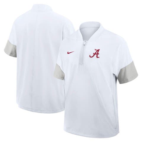 Men's Nike White Alabama Crimson Tide 2025 Sideline Short Sleeve Quarter-Zip Coach Jacket