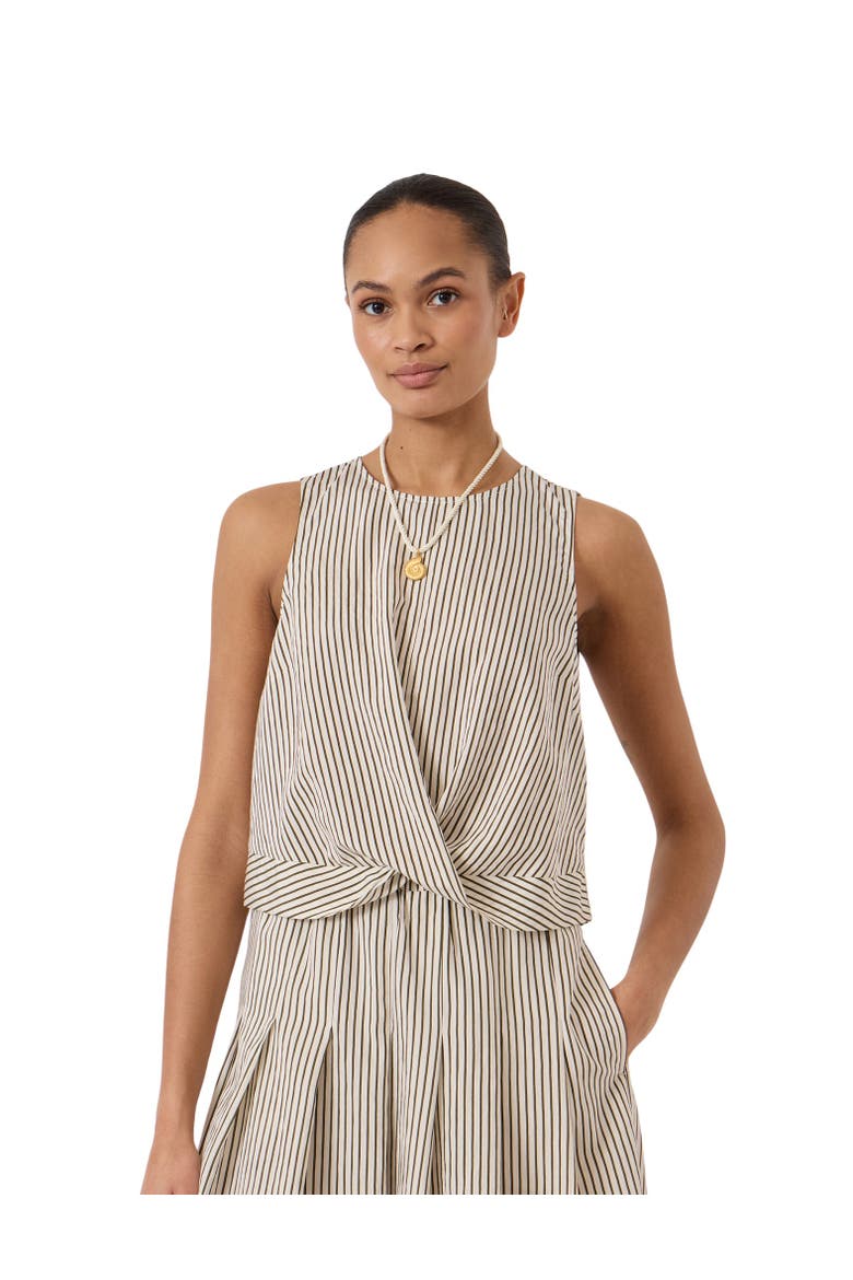 Front Knot Crop Top, Main, color, Green Stripe White