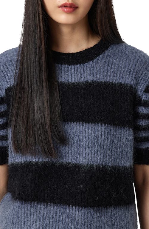 Allsaints Clem Striped Knitted T-shirt In Blue