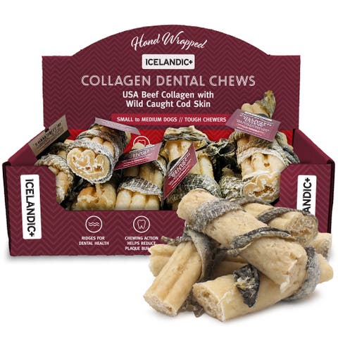 Collagen Dental Chew Beef and Cod Skin 12 Pack, 4 Inch Dog Treat