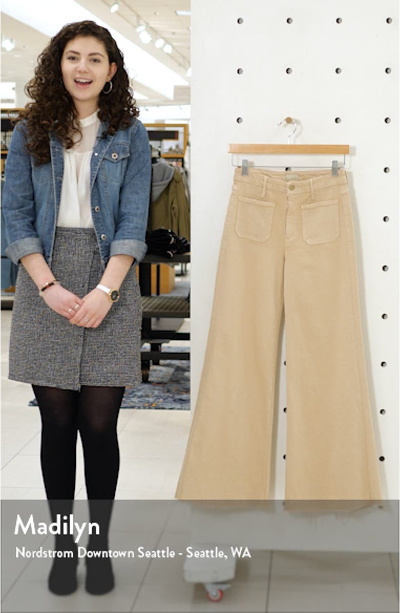 The Patch Pocket Roller High Waist Fray Hem Wide Leg Khaki Pants, sales video thumbnail