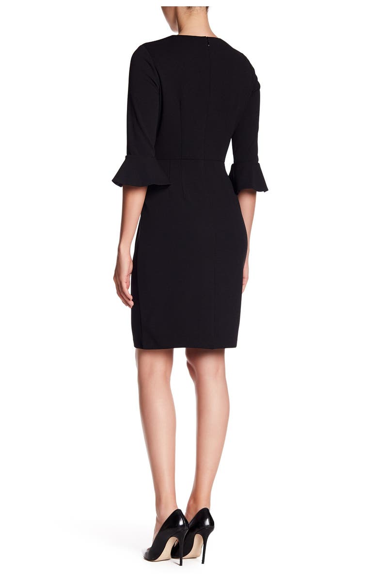 Donna Morgan Bell Sleeve Crepe Sheath Dress, Alternate, color, 