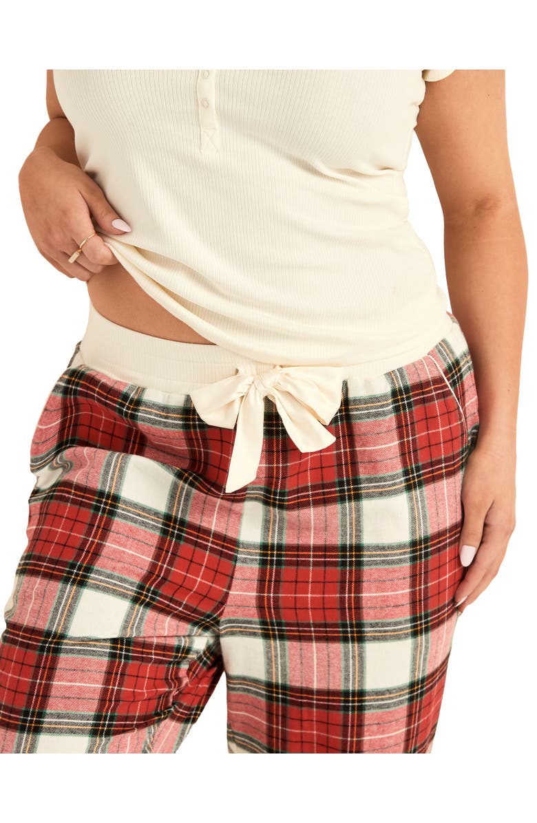 Adore Me Caileigh T-Shirt & Joggers Pajama Set, Alternate, color, Plaid Beige