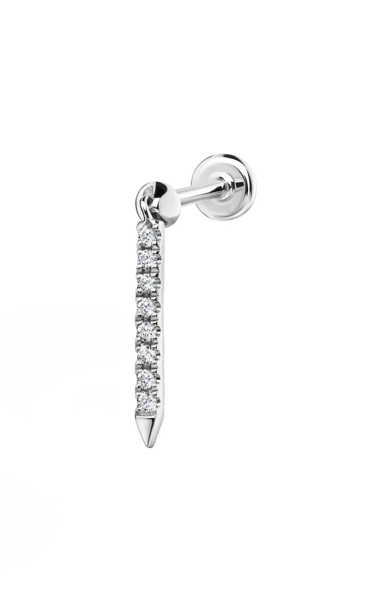 MARIA TASH Diamond Eternity Single Bar Charm Stud Earring, Main, color, 18K White Gold/ Diamond
