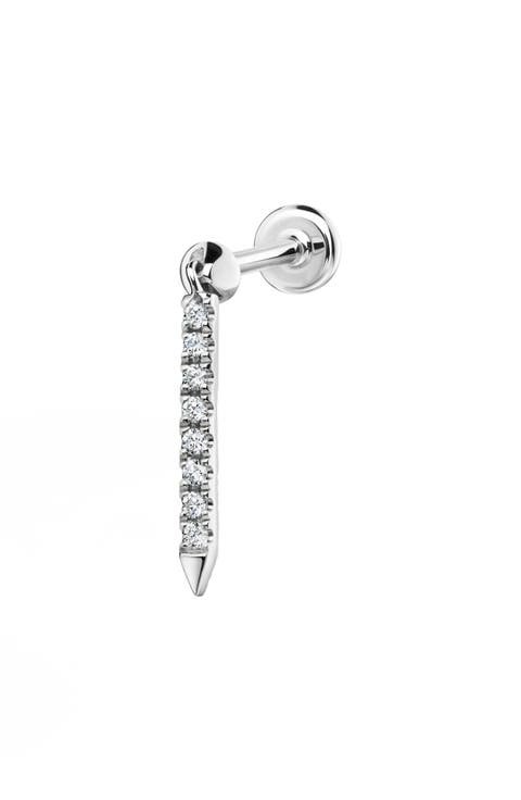 Diamond Eternity Single Bar Charm Stud Earring