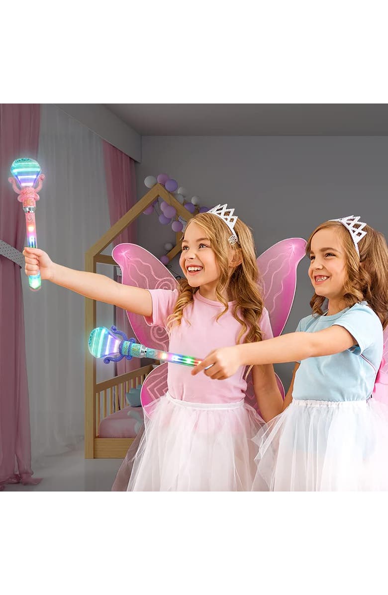 ArtCreativity Lightup Spinning Diamond Wands 2 Pack Pink & Blue, 14" Fairy, Alternate, color, Multicolored