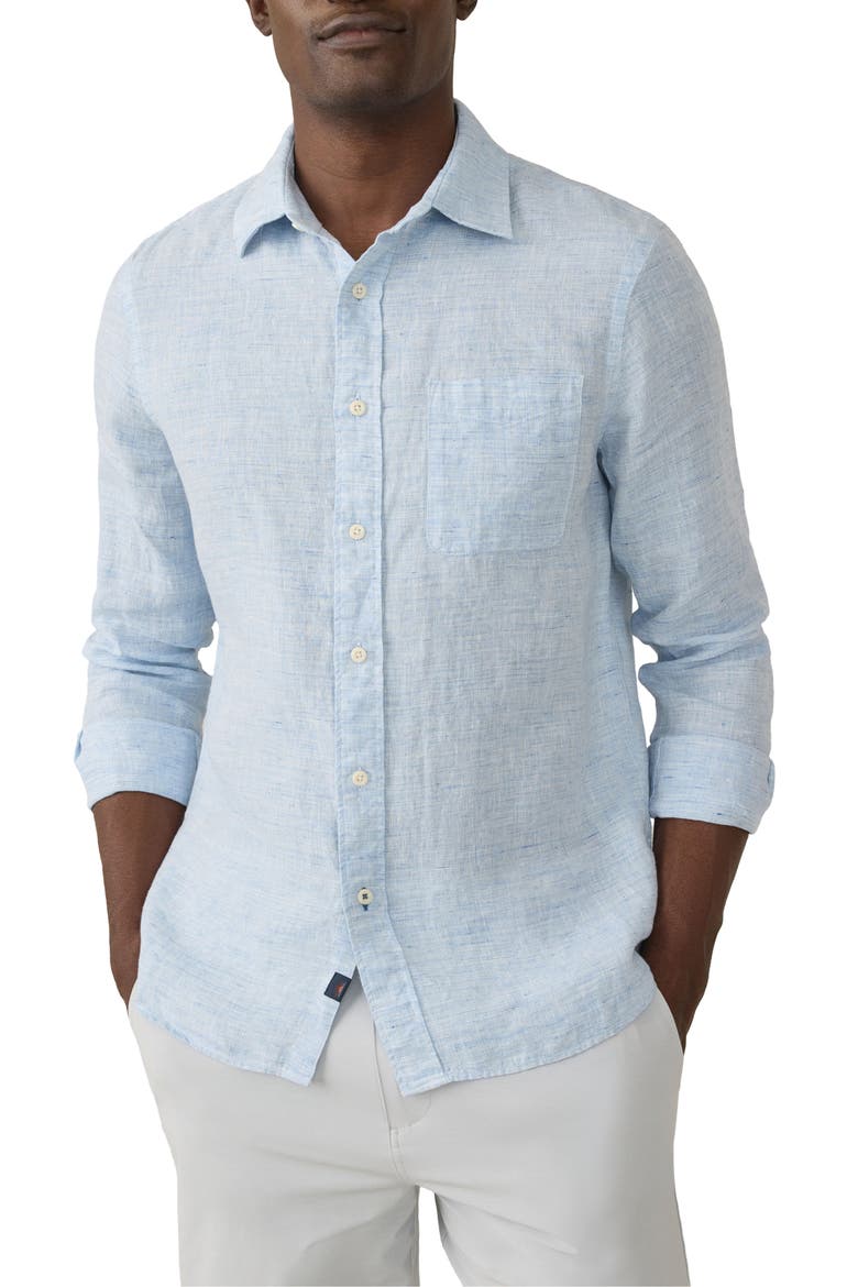 Laguna Linen Button-Up Shirt, Main, color, LIGHT BLUE MELANGE
