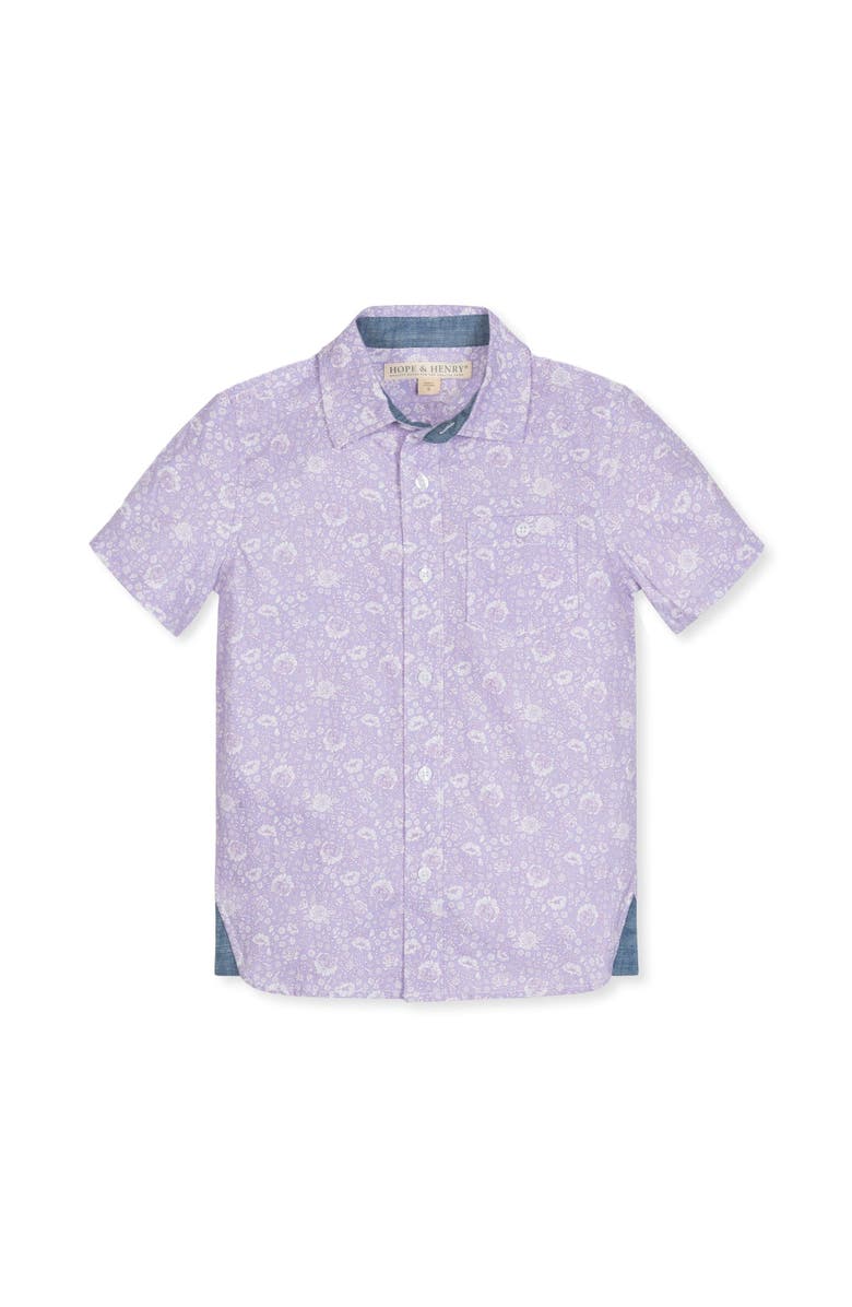 Hope & Henry Boys' Short Sleeve Linen Shirt with Side Vent, Kids, Main, color, 