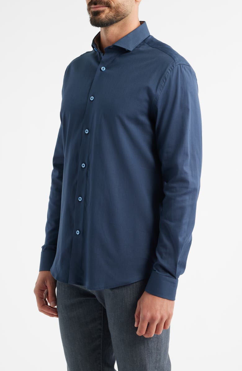 Stone Rose Nova Legacy Solid Navy Stretch Cotton Blend Button-Up Shirt, Alternate, color, Dark Navy