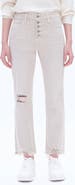 Bayeas High Waist Ripped Chew Hem Straight Leg Jeans