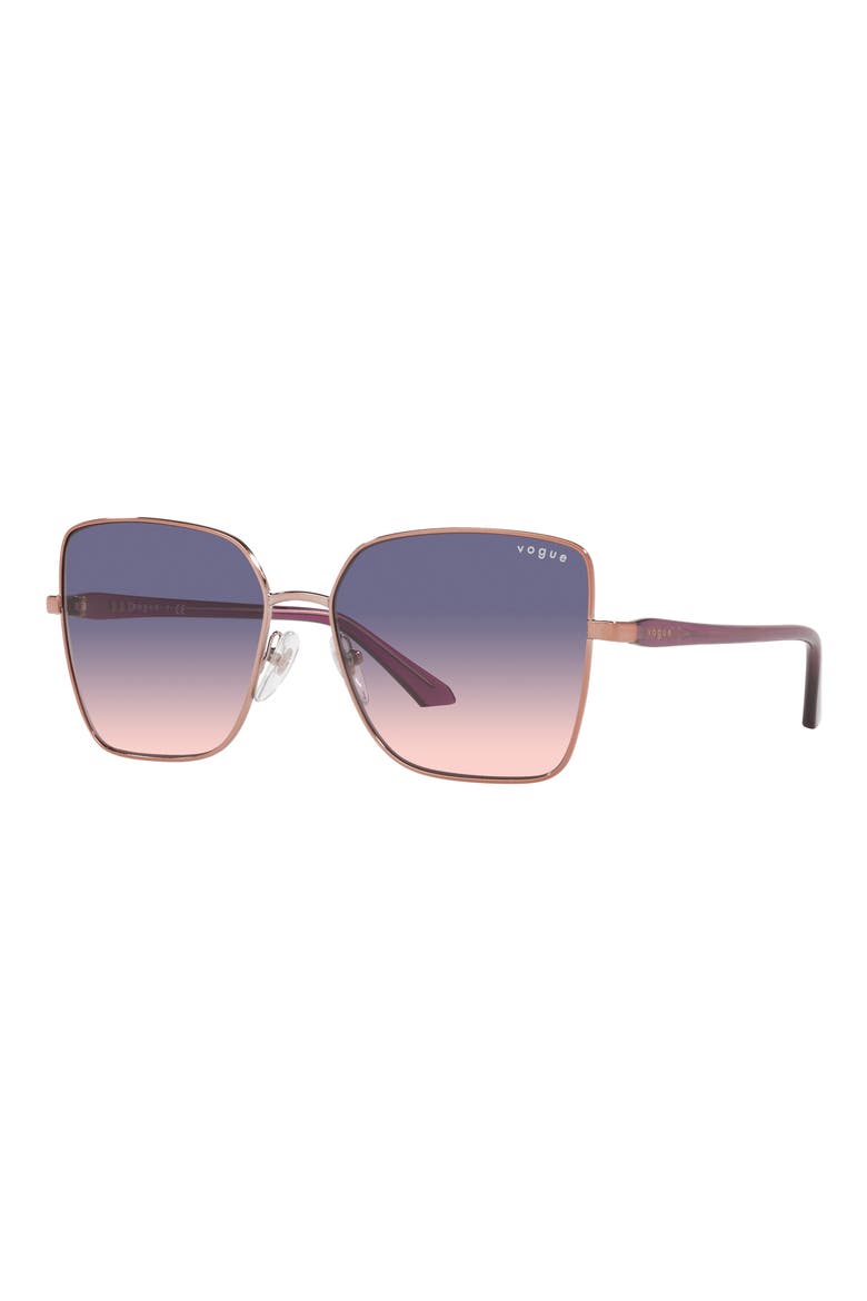 58mm Gradient Butterfly Sunglasses, Alternate, color, PINK GOLD