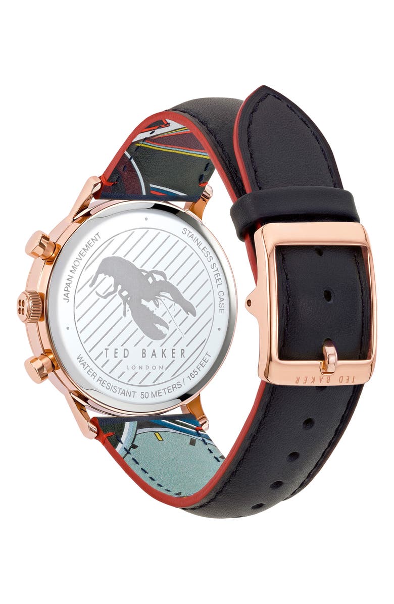 Ted Baker Cosmo Leather Strap Chronograph Watch, 40mm, Alternate, color, 