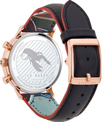 Cosmo Leather Strap Chronograph Watch, 40mm