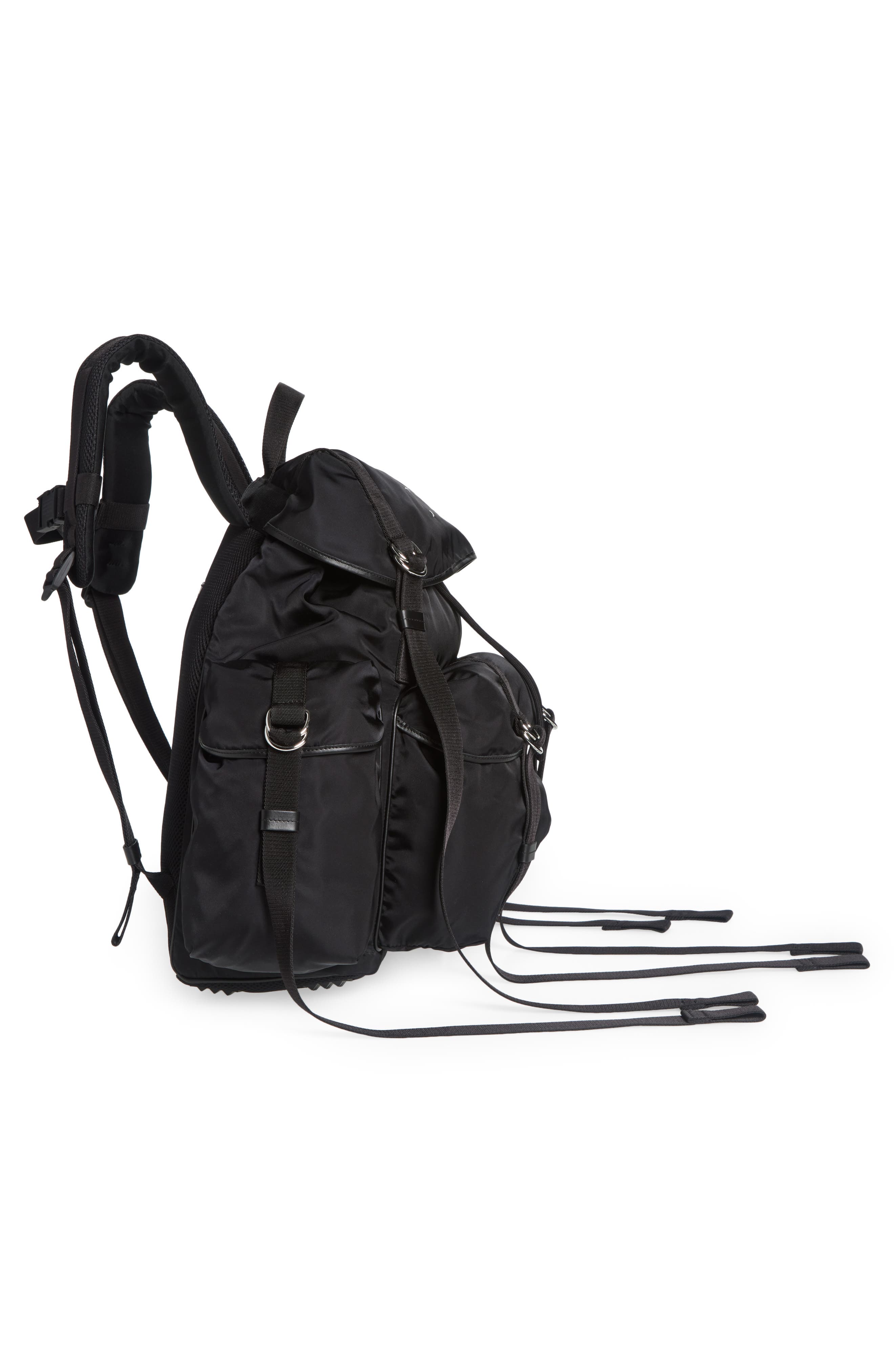 Maison Margiela Extralarge High Tech Nylon & Leather Backpack, Alternate, color, Black