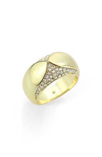 Covet Pavé Cz Beveled Band Ring In Gold