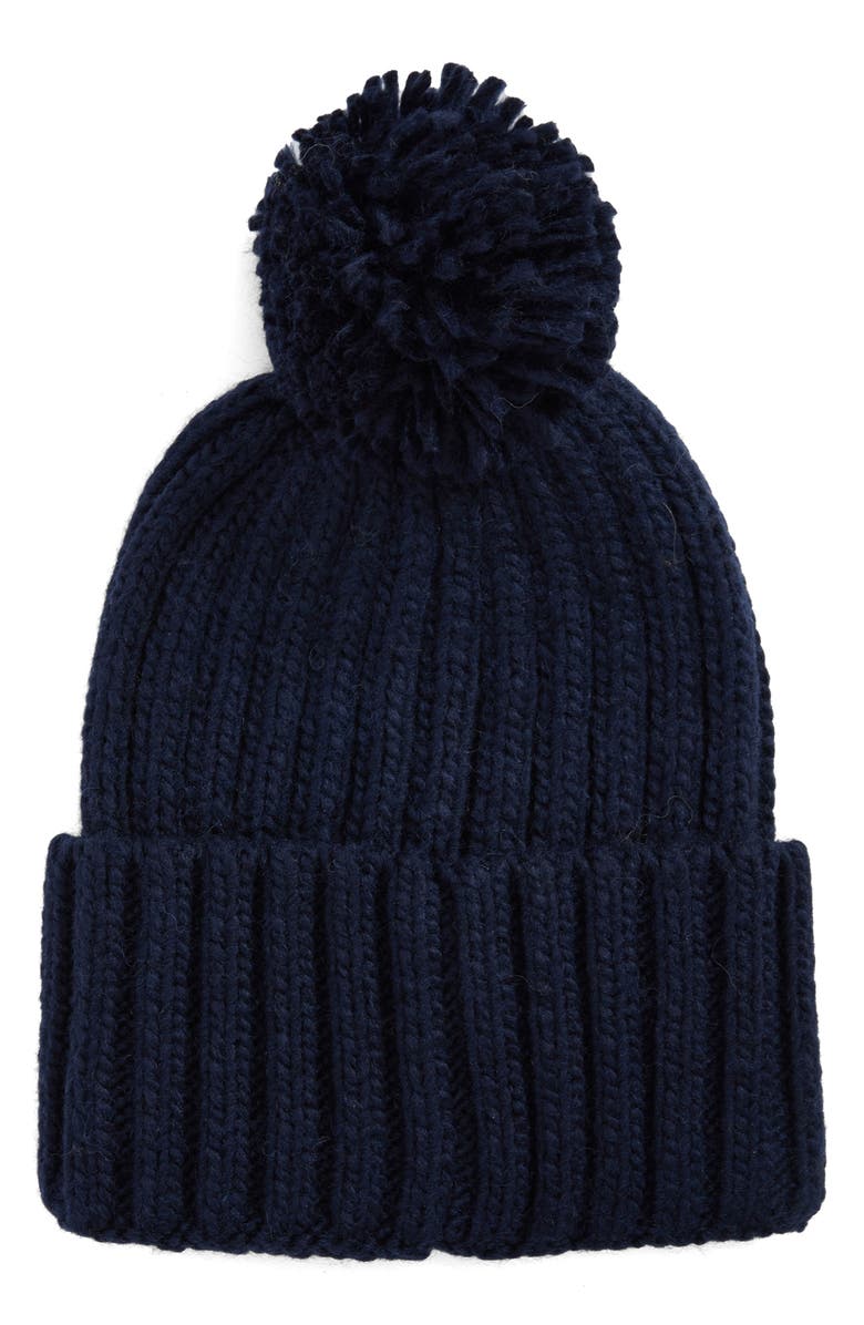 Barbour Kelson Pompom Beanie, Alternate, color, Navy