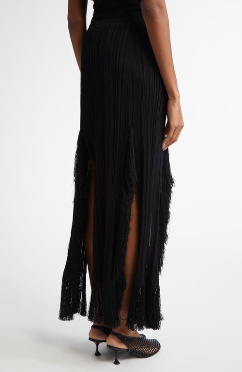 Proenza Schouler Alaina Fringe Knit Slits Maxi Skirt In Black