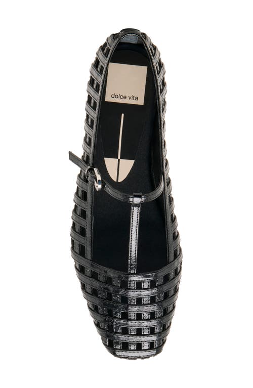 Dolce Vita Women's Rains T-strap Woven Mary Jane Flats In Black Leather