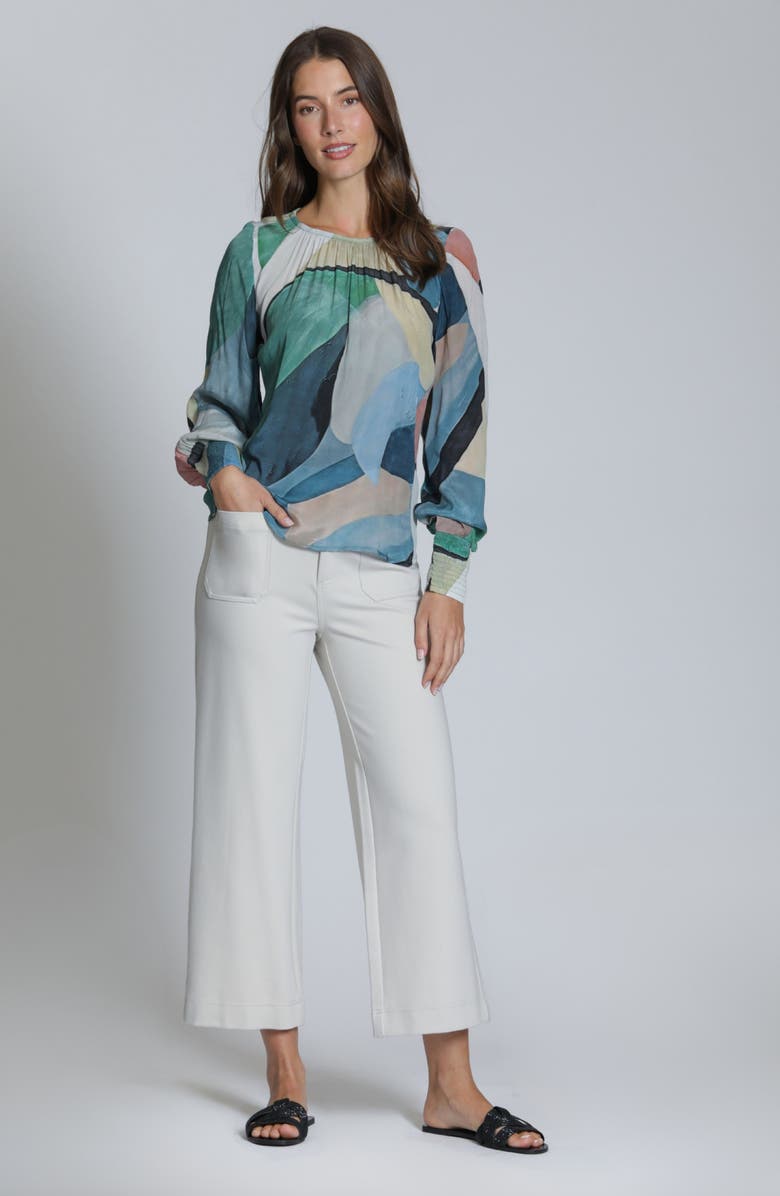 APNY Print Blouson Sleeve Top, Alternate, color, Navy Multi