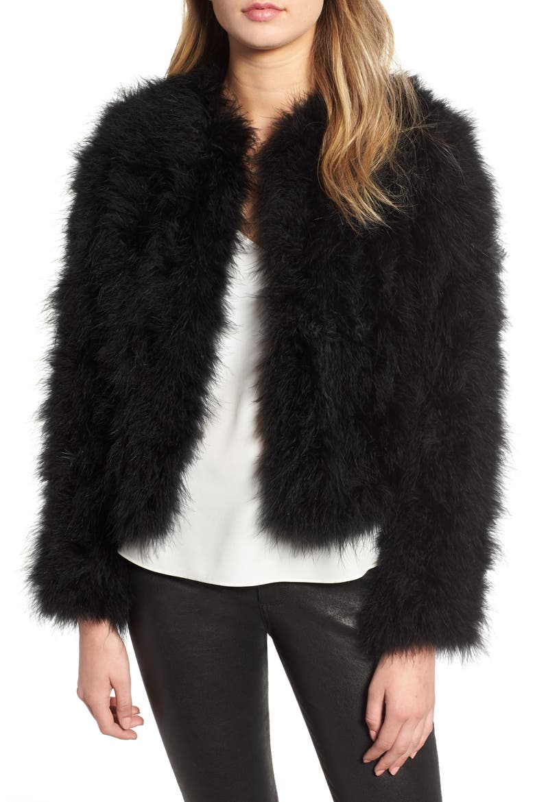 Feather Topper Jacket, Main, color, BLACK