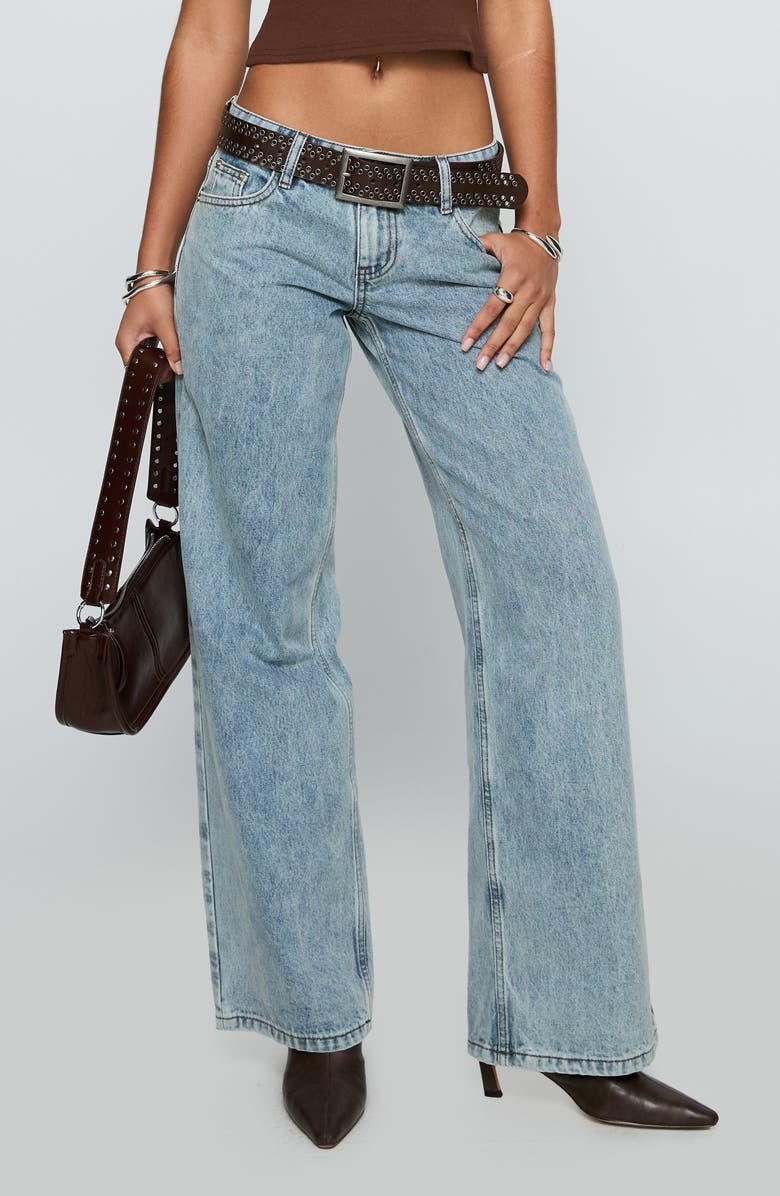 Princess Polly Ellanor Slouchy Low Rise Wide Leg Jeans, Main, color, Blue