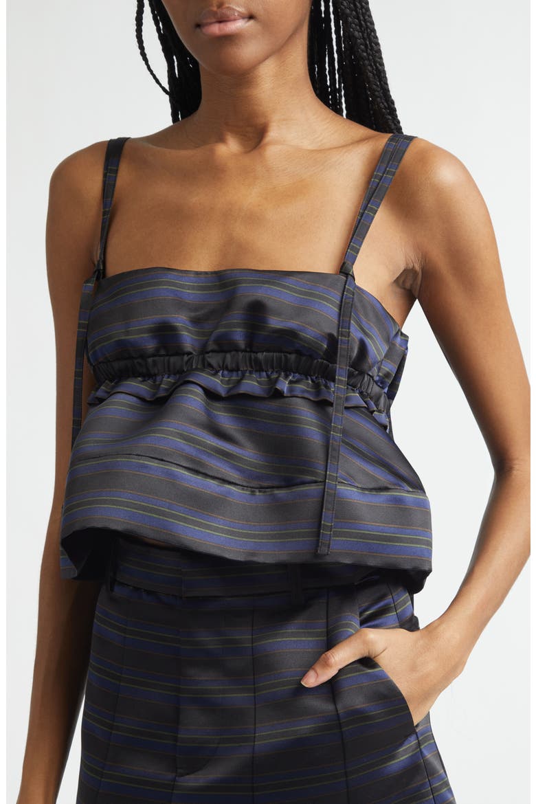 Stripe Satin Crop Camisole, Alternate, color, BLACK/ NAVY