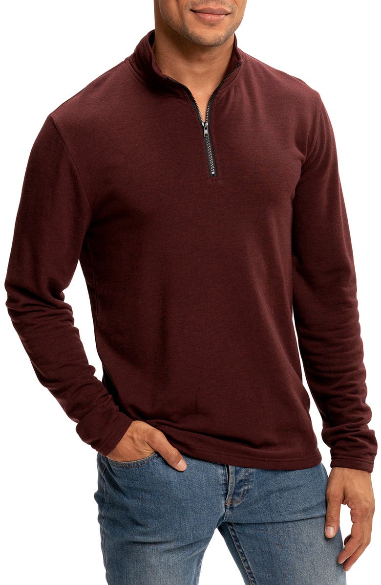 Threads 4 Thought Kace Quarter Zip Pullover, Main, color, Heather Royal Burgundy