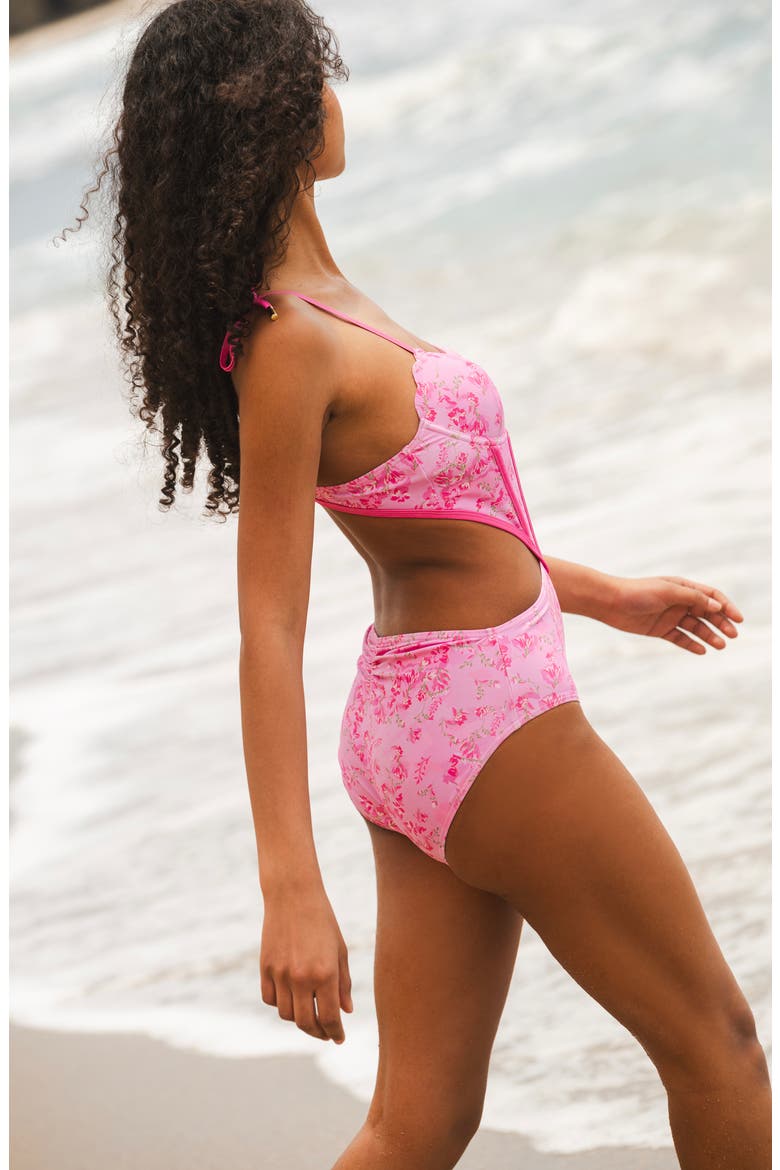 Pink Bloom One-Piece Swimsuit, Alternate, color, Pink