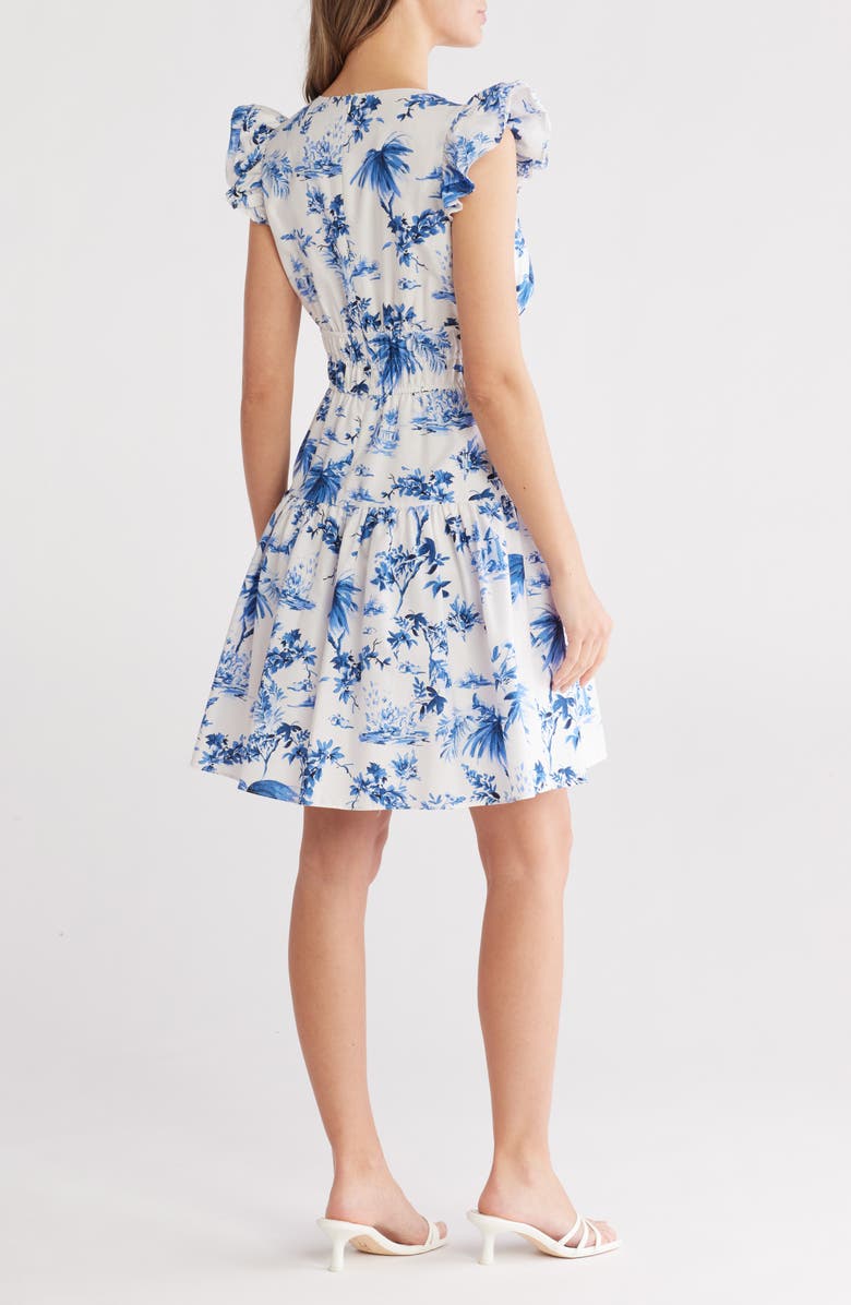 Vince Camuto Floral Cap Sleeve Cotton Fit & Flare Dress, Alternate, color,