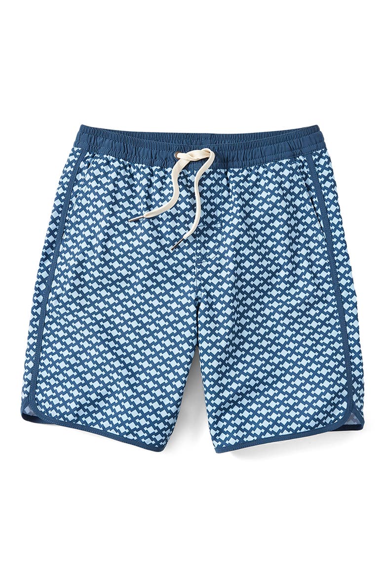 Kids' Anchor Geo Print Water Repellent Swim Trunks, Main, color, MIST SEAVIEW