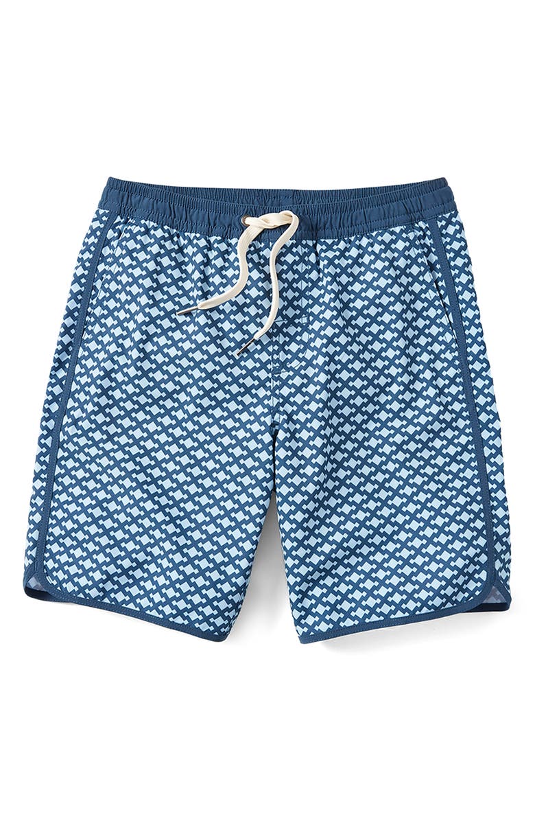 Fair Harbor Kids' Anchor Geo Print Water Repellent Swim Trunks, Main, color, Mist Seaview