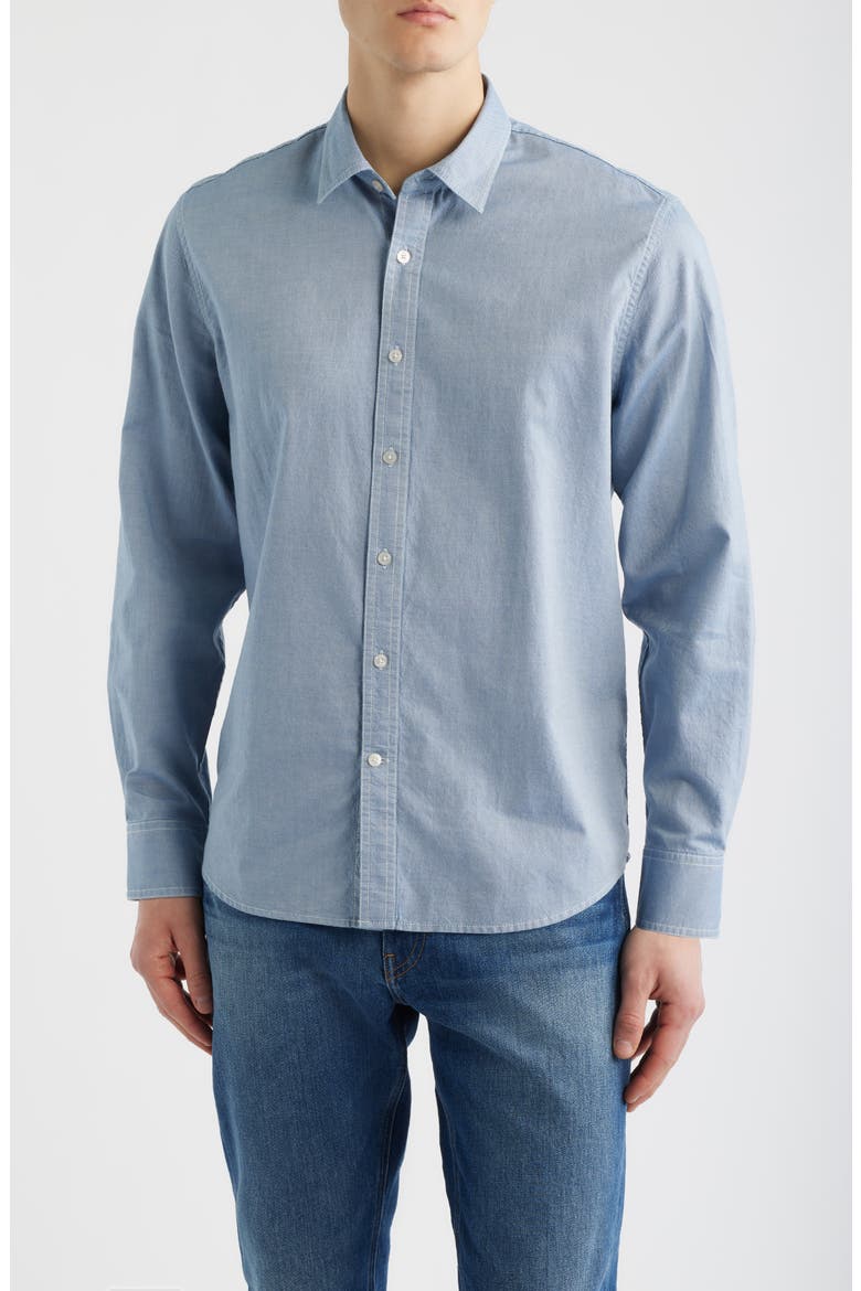 Coronas Regular Fit Cotton Button-Up Shirt, Main, color, BLUE