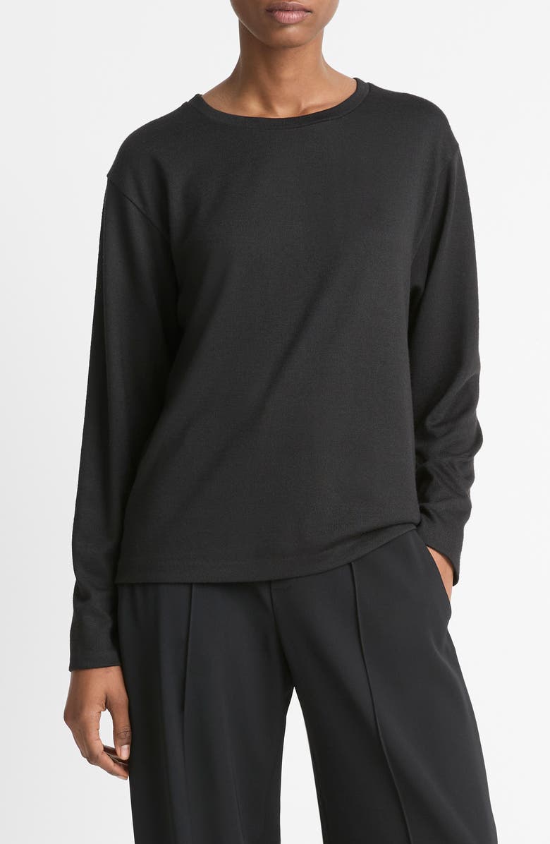 Vince Relaxed Long Sleeve Crewneck Top, Main, color, Black